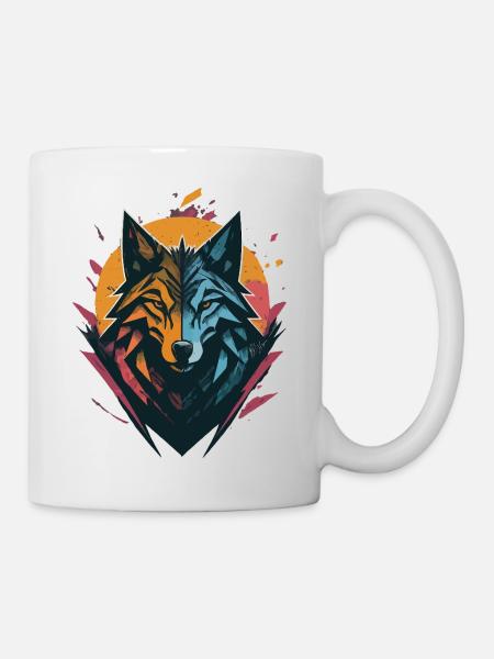 Wolf Double Sided Sun Moon - Mug - white
