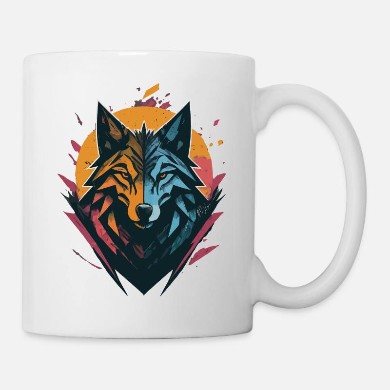 Wolf Double Sided Sun Moon - Mug - white