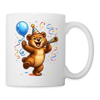 Lustiger Karneval Bär – Fröhliches Party Motiv - Tasse - Weiß - Rechts