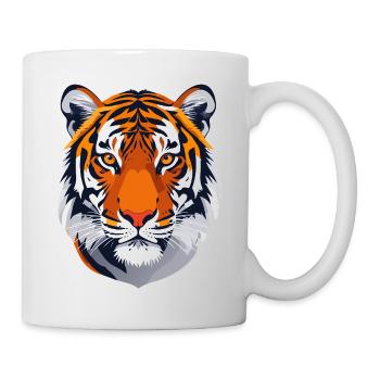 markantes Tigergesicht Tigerkopf Tiger Motiv - Tasse - Weiß - Rechts