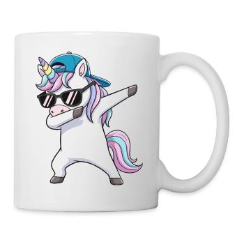 Coole Dabbing Einhorn-Sonnenbrille Cartoon-Kunst - Tasse - Weiß - Rechts