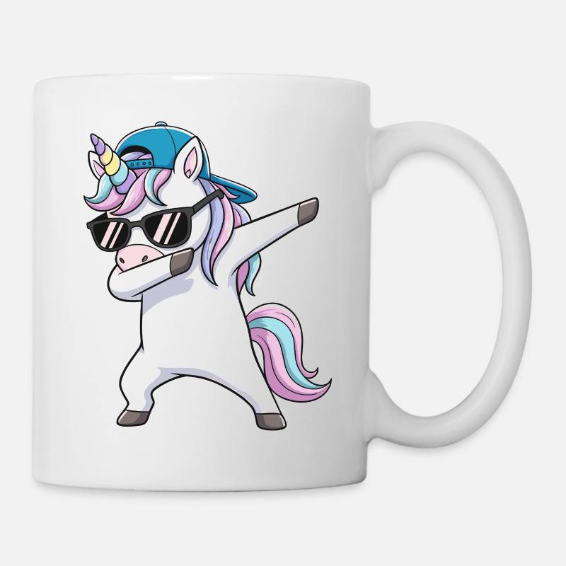 Coole Dabbing Einhorn-Sonnenbrille Cartoon-Kunst - Tasse - Weiß