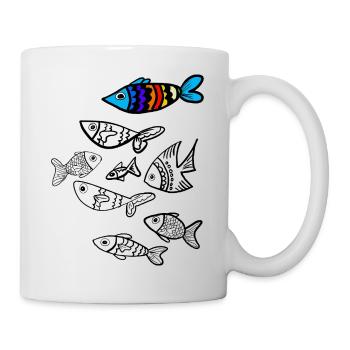 Colorful fish over fish - Mug - white - Right