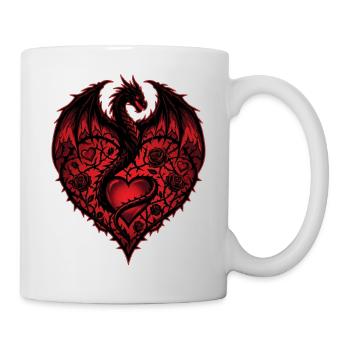 Herz Romantischer Drachenliebhaber Rosen Liebe - Tasse - Weiß - Rechts