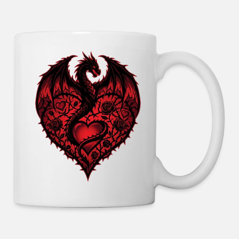 Herz Romantischer Drachenliebhaber Rosen Liebe - Tasse - Weiß
