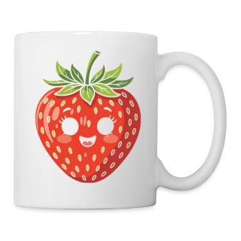 Strawberry with Face Fruit Funny Cute Cute - Mug - white - Right