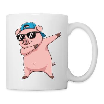 Dessin animé de lunettes de soleil en cochon à faire du dabing - Mug blanc - blanc - Droite