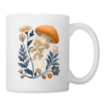 Elegant jellyfish with flowers in Art Nouveau style - Mug - white - Right