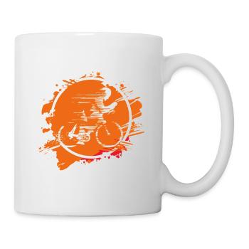 Cycliste en éclaboussure orange - Mug blanc - blanc - Droite