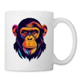 Colorful Chimpanzee Head Pop Art Portrait - Mug - white - Right