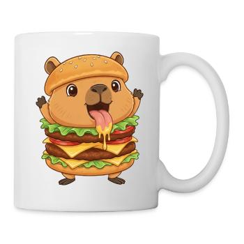 Süße Capybara Cartoon Fast Food Cheeseburger - Tasse - Weiß - Rechts