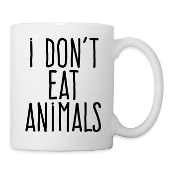 Ich esse keine Tiere – Zitat zum veganen Lebensstil - Tasse - Weiß - Rechts