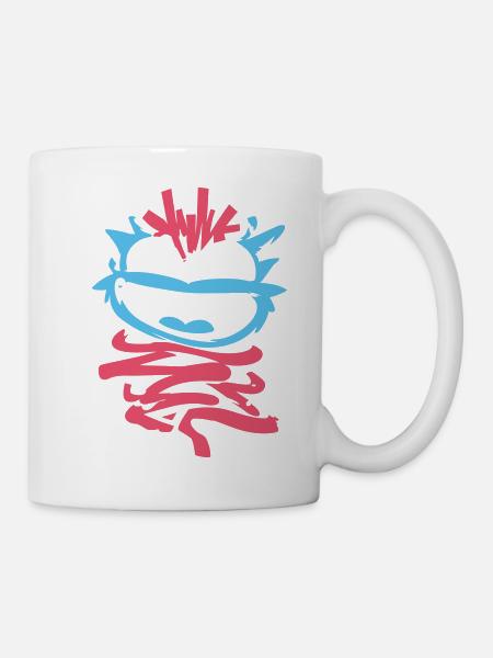Kleine Monster: Punk-Affe mit Zwinkern - Tasse - Weiß