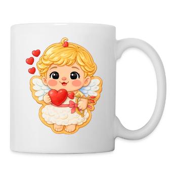 Keks Motiv süßer Valentinsengel mit Herz  - Tasse - Weiß - Rechts