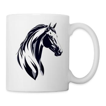 Black White Horse Head Drawing Sketch - Mug - white - Right