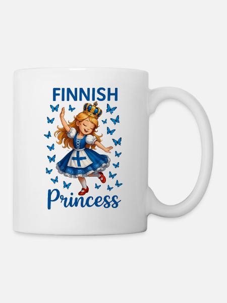 Princess Finland Blue Butterfly - Mug - white