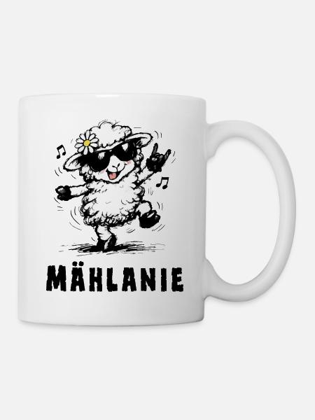 Mählanie – Drôle de jeu de mots sur les moutons - Mug blanc - blanc