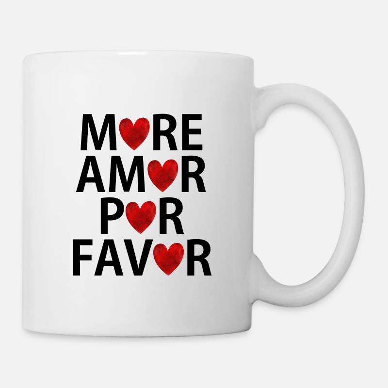 Pull en forme de cœur Hoddie Shirt plus amour por favor - Mug blanc - blanc