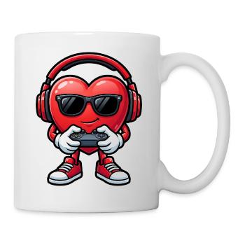 Cool Gamer Heart mit Kopfhörern und Controller - Tasse - Weiß - Rechts