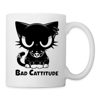 Bad Cattitude | Goth Katze mit Attitüde - Tasse - Weiß - Rechts