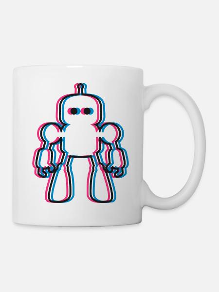 Roboter 3D Effekt KI Sci-Fi - Tasse - Weiß