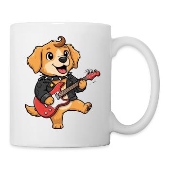 Rocking dog with electric guitar - Mug - white - Right