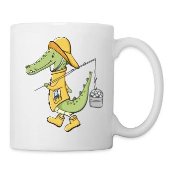 Krokodil Angler im Gelben Mantel - Tasse - Weiß - Rechts