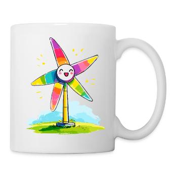 Regenbogenwindmühle Lächeln - Tasse - Weiß - Rechts