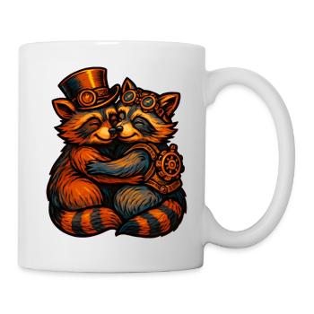 Steampunk Raccoon Cuddle - Mug - white - Right