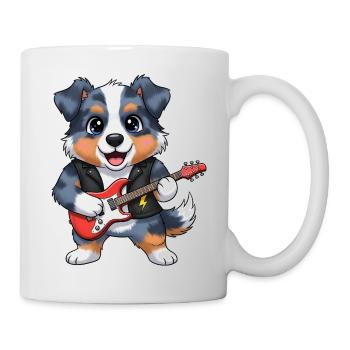 Rockender Hund mit Gitarre - Tasse - Weiß - Rechts