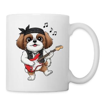 Pfotenrocker : Chien avec guitare électrique - Mug blanc - blanc - Droite