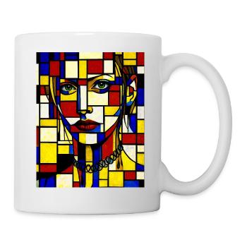 Mosaik mit Buntglasporträt - Tasse - Weiß - Rechts