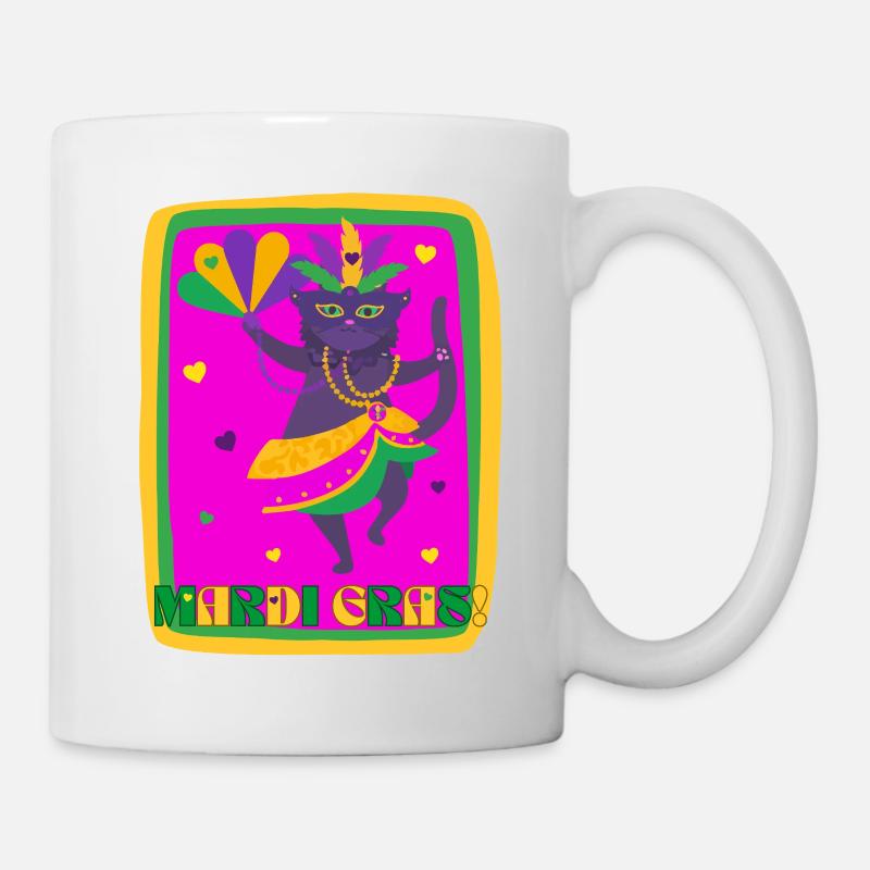 Mardi Gras Dancing Cat - Mug - white