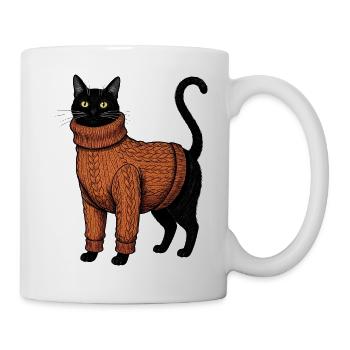 Cable Knit Cat Sweater Weather Cat - Mug - white - Right