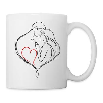 Line Art Couple in Heart - Love and Connection - Mug - white - Right