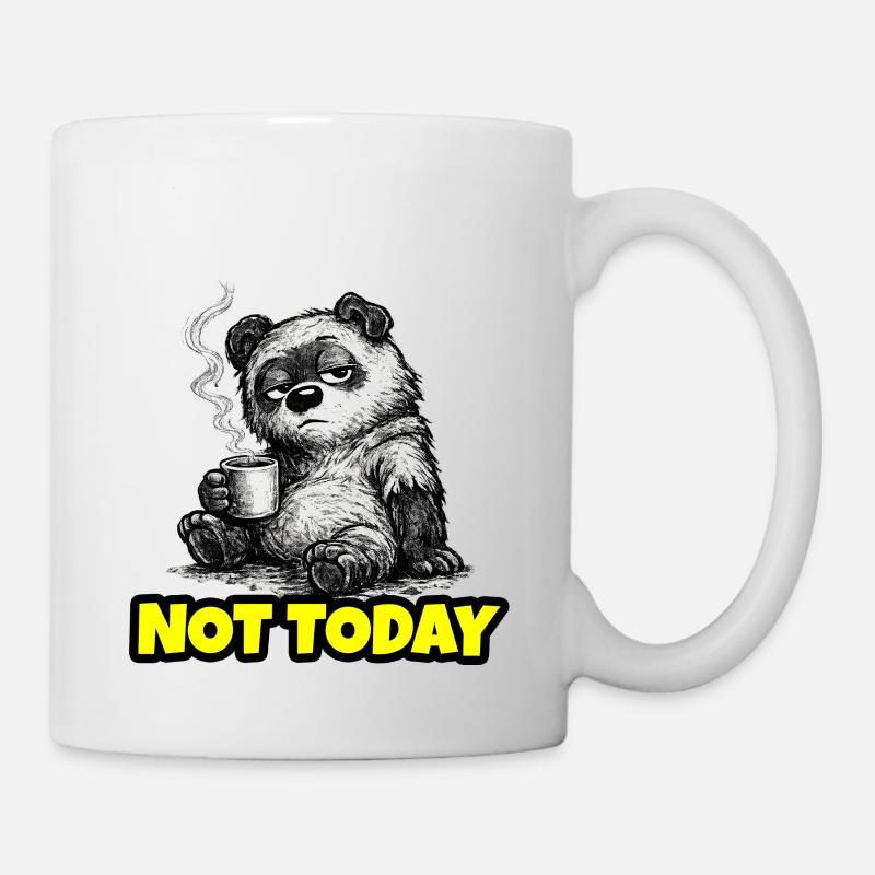 Not Today – Grumpy Bear Coffee (Sketch) - Mug blanc - blanc