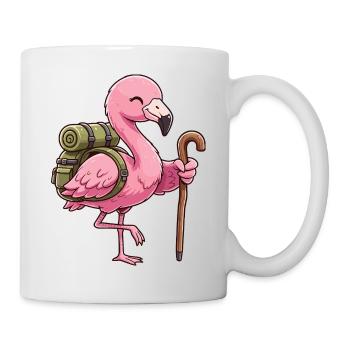 Niedliches Wandern Flamingo-Vogel-Trekkingkunst - Tasse - Weiß - Rechts