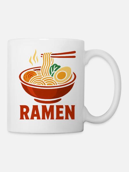 Illustration du bol de nouilles ramen - Mug blanc - blanc