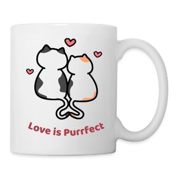 Love Is Purrfect – Süßes Katzenpaar - Tasse - Weiß - Rechts