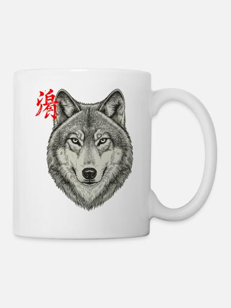 Wolf Asiatisch - Tasse - Weiß