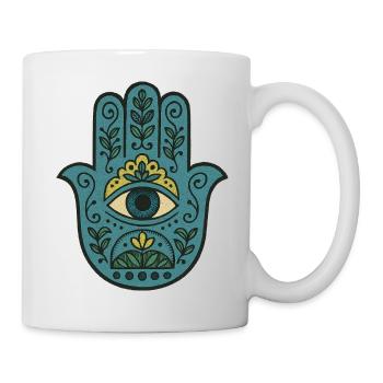 Hamsa Eye Floral Boho Palm - Mug - white - Right