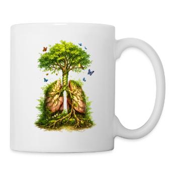 Tree grows from green lungs - Mug - white - Right