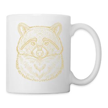 Minimalistische Waschbär Kopf Silhouette Design - Tasse - Weiß - Rechts