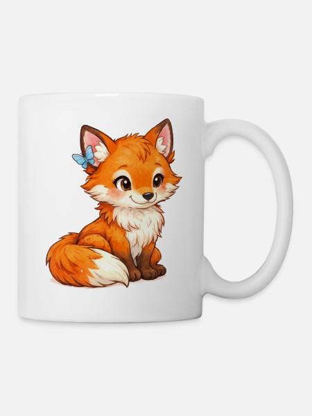 Flotter Fuchs mit Schmetterling - Tasse - Weiß