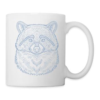 Minimalistische Waschbär Kopf Silhouette Design - Tasse - Weiß - Rechts
