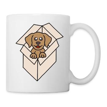 Chien câlin dans une boîte - Mug blanc - blanc - Droite