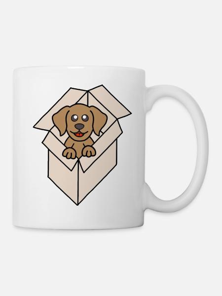 Cuddly dog in a box - Mug - white