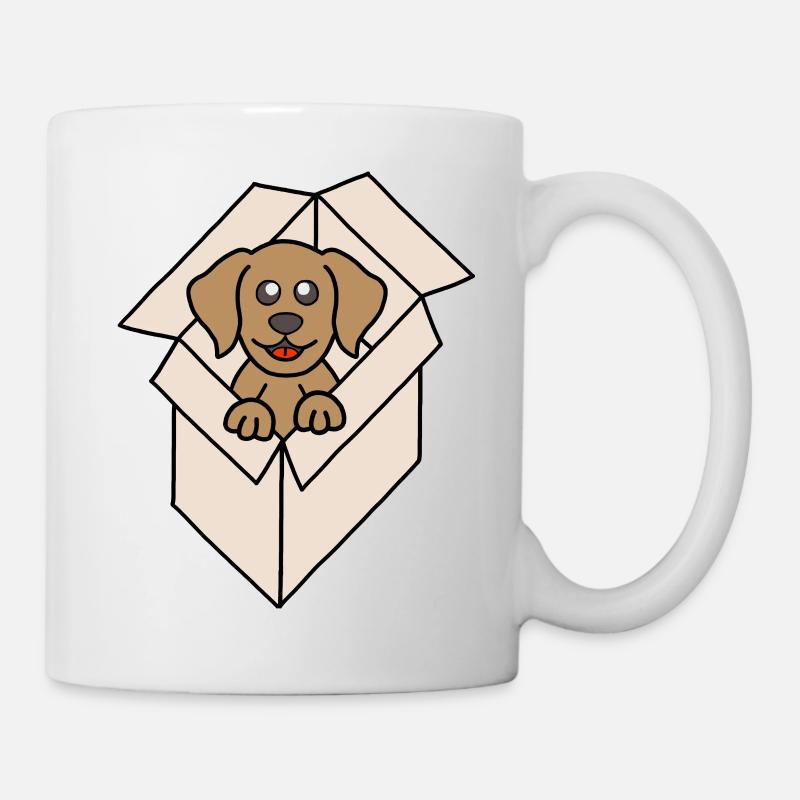 Chien câlin dans une boîte - Mug blanc - blanc