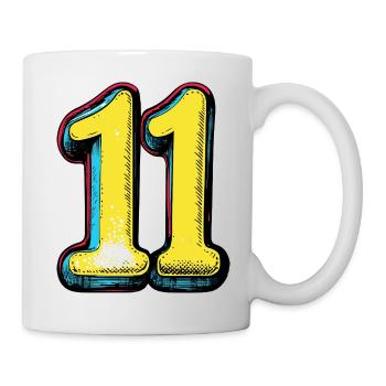 11 Zahl Bunt - Tasse - Weiß - Rechts