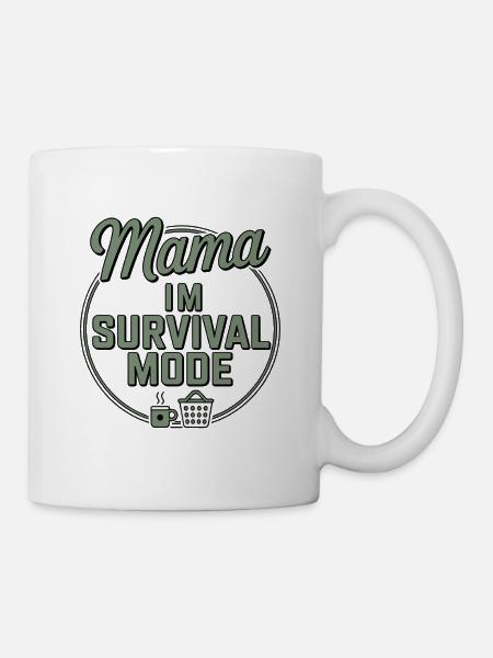 Mama im Survival Mode | Kaffee & Wäsche - Tasse - Weiß